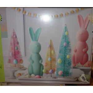NEW Member's Mark 5-Piece Flocked Bunny Easter Spring Décor Set